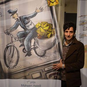 Mohsen Asadi from Iran won the first prize of the Euro-Kartoenale 2013-The Bicycle/in Belgium