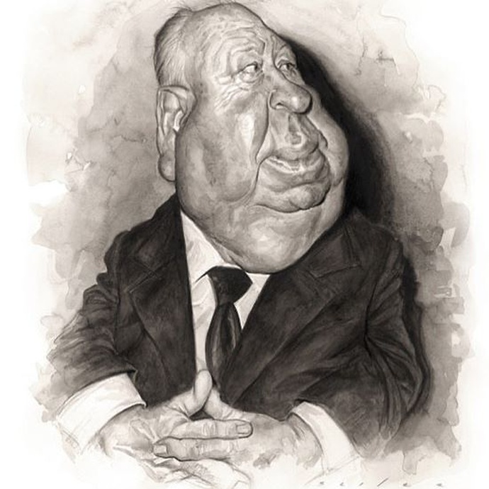 alfred hitchcock profile drawing