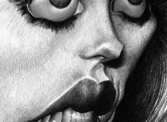 isabelle adjani detail pencil crosshatching