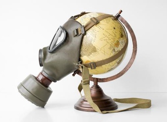 The planet earth protected with a gas mask