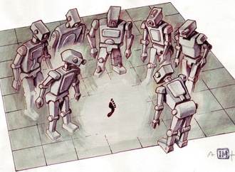 Analyzing the Cartoon: A Robot Society and the Human Footprint