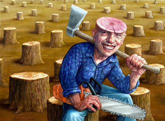 Felling trees