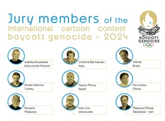 Jury members of the International Cartoon Contest Boycott Genocide - 2024