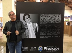 hundreds of photos and faces of  Brazilian cartoonists by Cecília Laszkiewicz