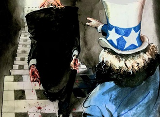 Uncle Sam points accusing finger at Trump